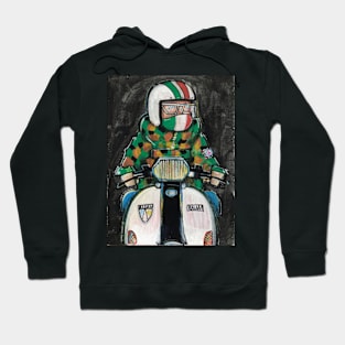 Retro Scooter, Classic Scooter, Scooterist, Scootering, Scooter Rider, Mod Art Hoodie